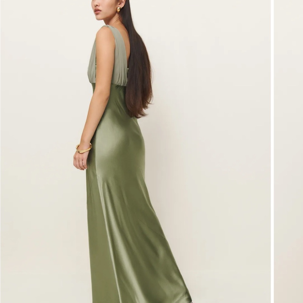 Reformation Lune Dress in Artichoke - 100% Silk - Picture 4 of 6